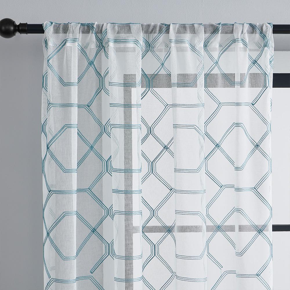 Geometrická výšivka Pastorální Korejské závěsy Polozatemňovací clona Hotová Obývací pokoj Ložnice Okenní clona