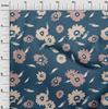 oneOone Cotton Flex Teal Blue Fabric Floral  Sewing Craft Projects Fabric Prints By Yard 40 Inch