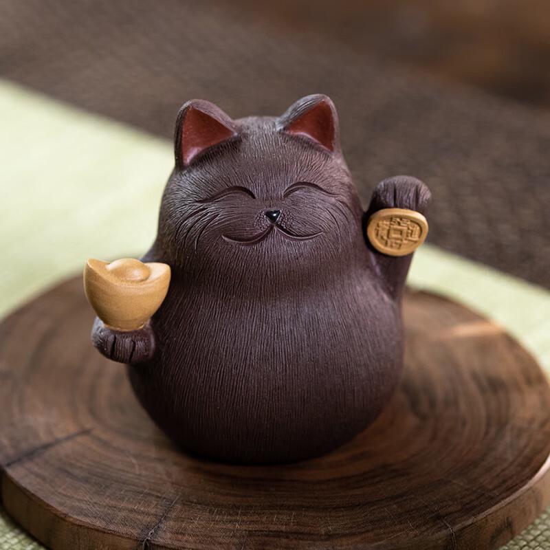Zhinianhua Purple Clay Lucky Cat Tea Pet