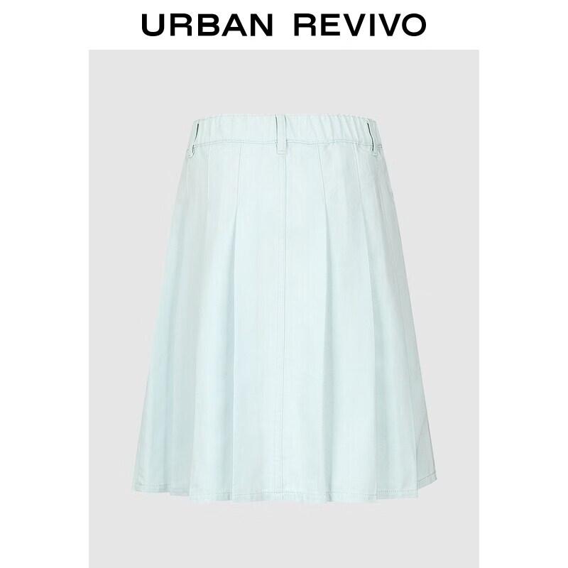 UR26 Women s Pleated Denim Casual Skirt M
