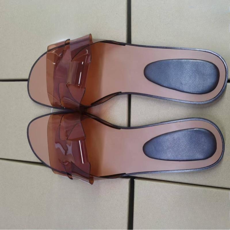 Fashion 2025 Transparent PVC Women Beach Shoes Summer Brand Leisure Open Toe Flat Bottom Ladies Slippers Outdoor Comfort Designer Slides