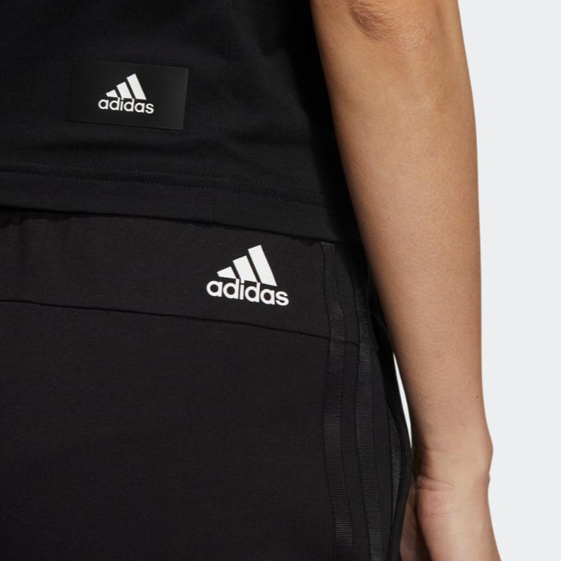 adidas Solid Stripe Logo Print Jogger Pants Women Bottoms Black HM7067