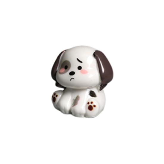 2 Pcs Mini Dog Figurines, Tiny Resin Puppy Figures, Cute Miniature Animal Statues for Desktop, Car Decoration, Micro Landscape, Dollhouse Accessory