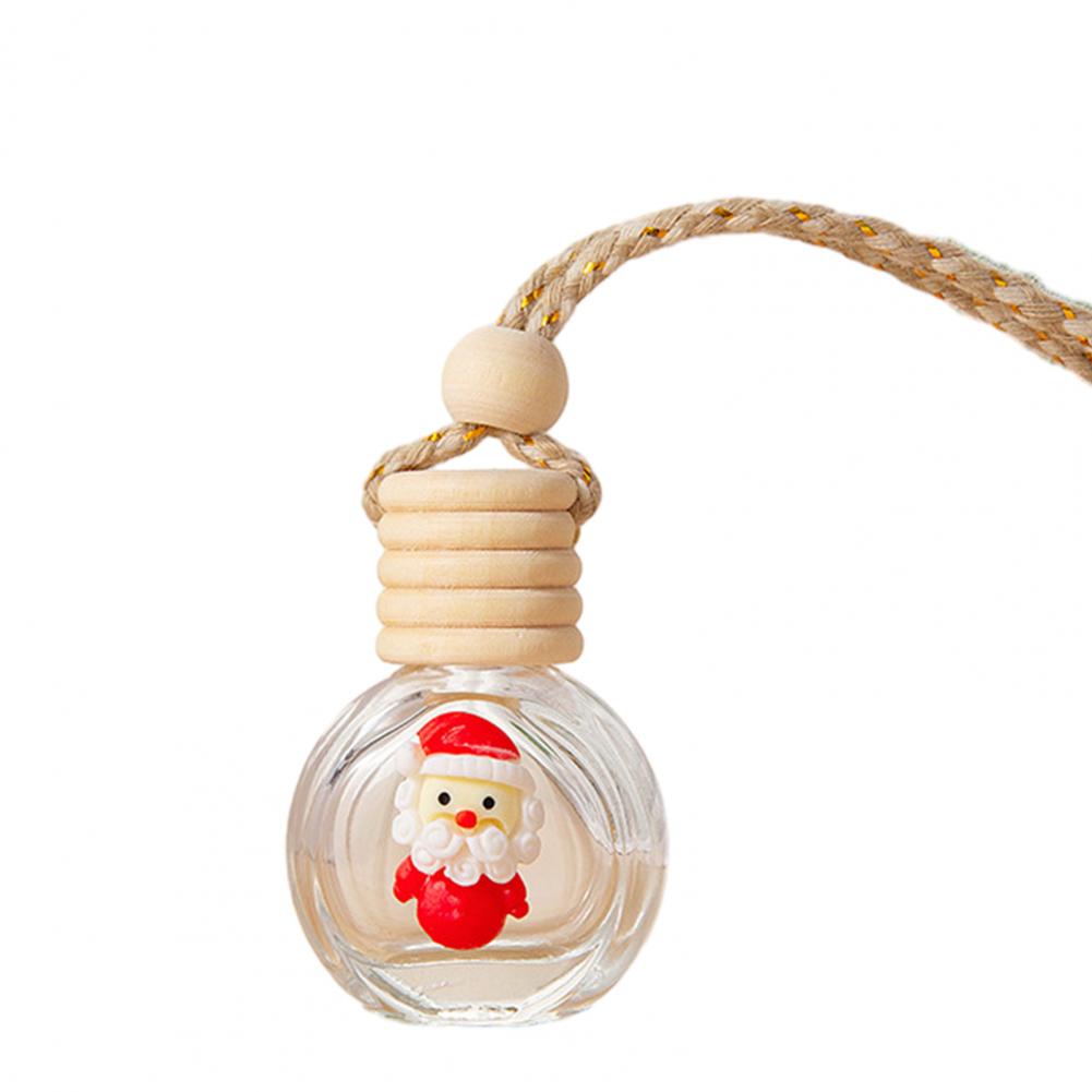 10ML Christmas Car Perfume Bottle Car Hanging Perfume Empty Bottle Wood Lid Cute Santa Elk Glass Essential Oil Empty Bottle