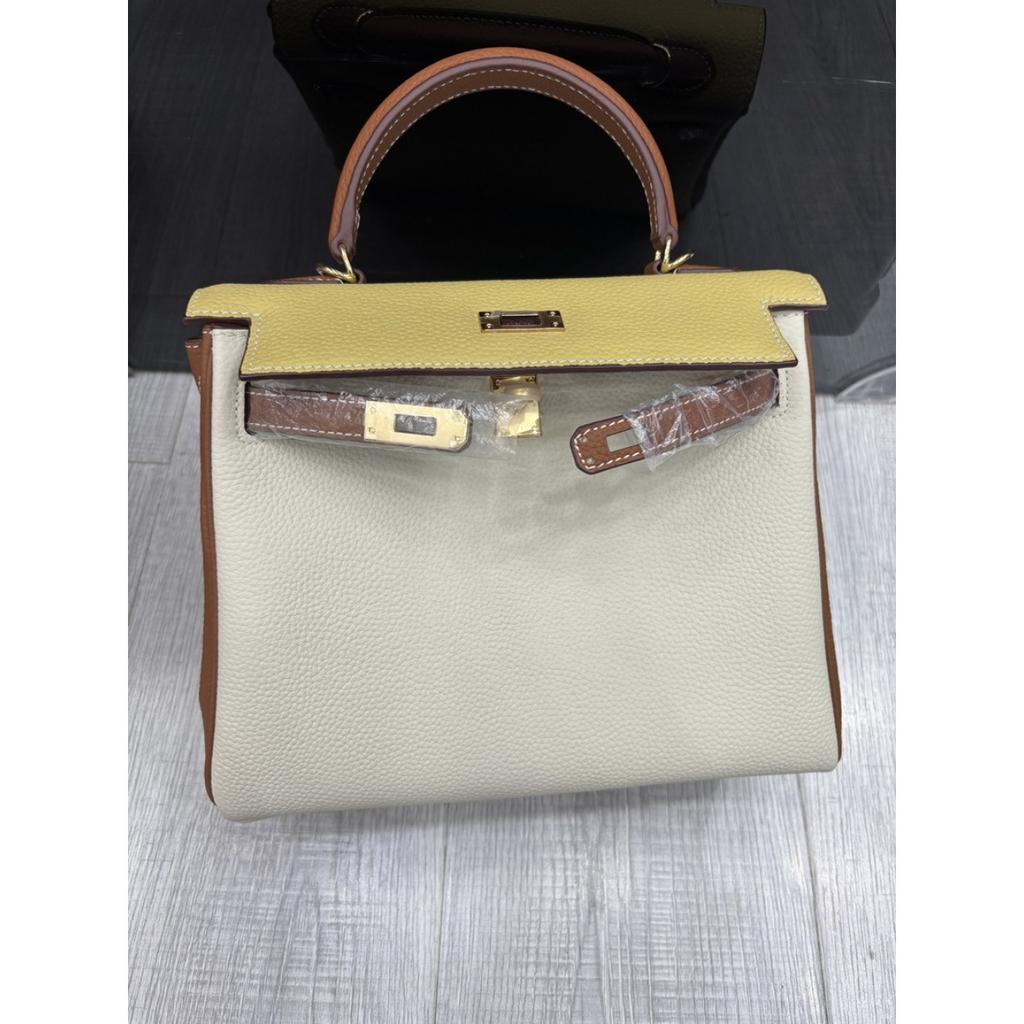 2026 neue Leder-Damenhandtasche 25CM dreifarbig zweite Generation Kelly-Tasche High-End-Gefühl tragbar vielseitig Schulter-Umhängetasche