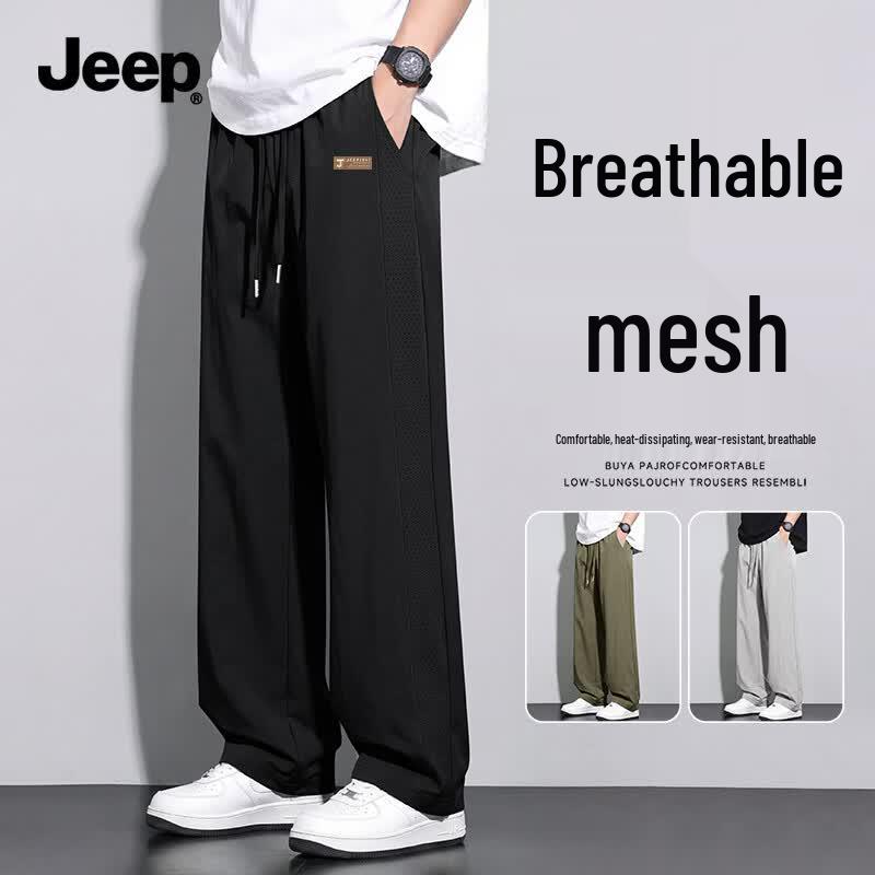 Jeep Men's Summer Mesh Breathable Straight-Leg Casual Pants