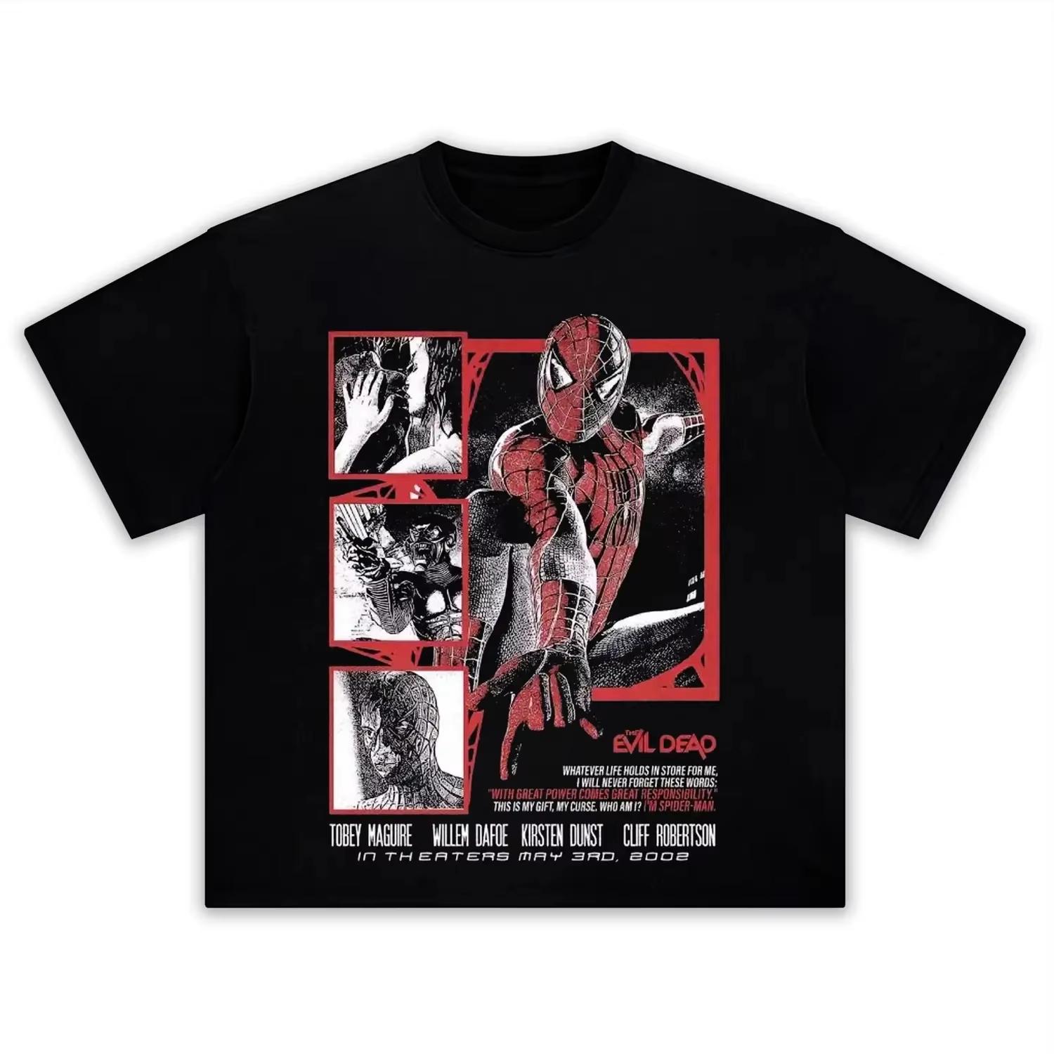 

2026 new spider Unisex brand new day cotton Unisex shirt Marvel movies ONeck Y2K Short Sleeve Unisexs Womens summer Tshirt S