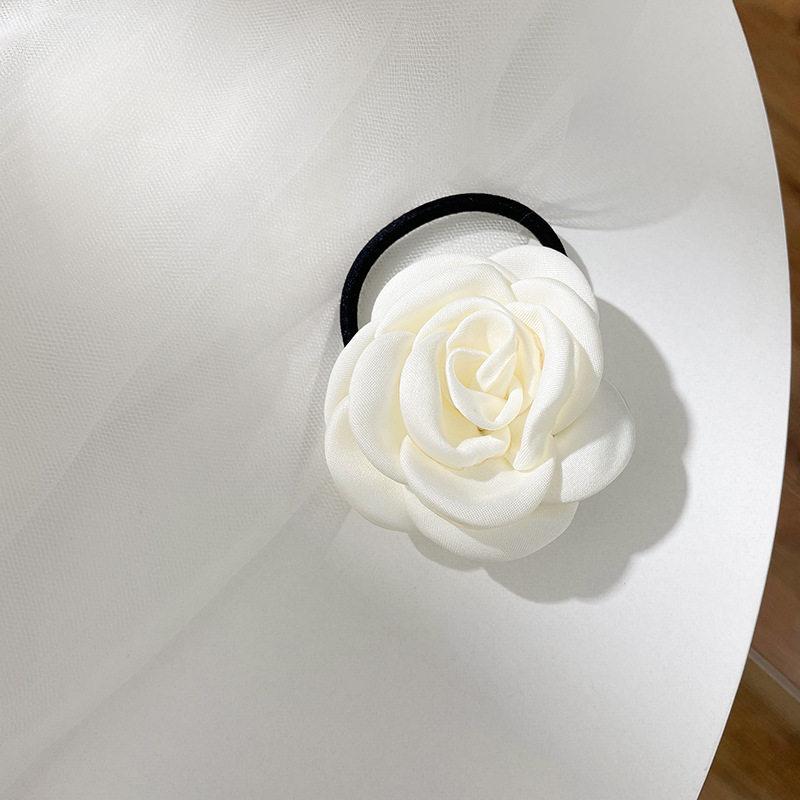 French Stain Rose Flower Elastic Hairbands Women Girls Hair Ropes Ties Flower Hair Scrunchies Ponytail Holder Hair Accessories