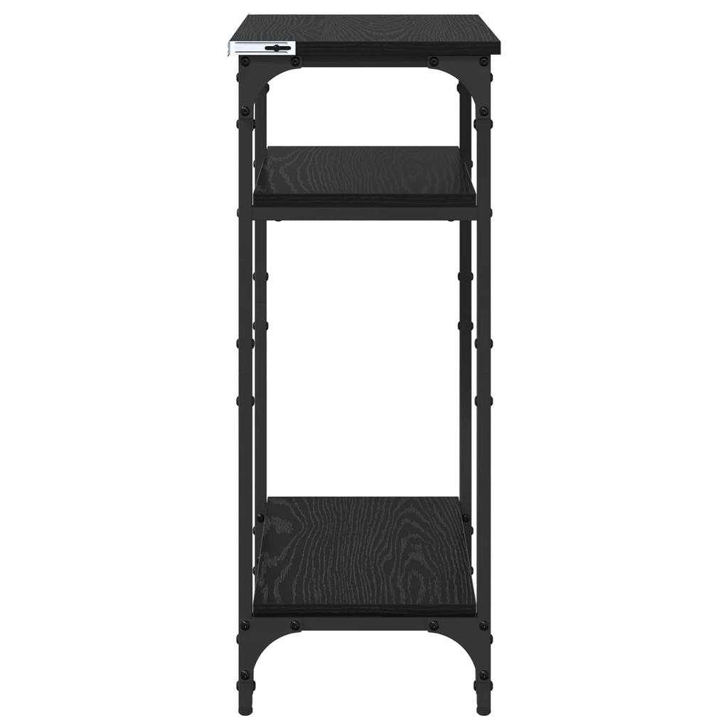 Side Table with Shelf Black Oak Effect 40 X 30 X 75 Cm
