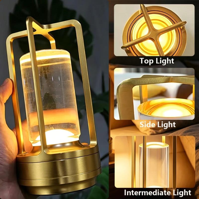 Portable Metal LED Table Lamp Rechargeable Cordless, Battery Operated Touch Desk Lamp 3 Color Stepless Dimming Light for Home Outdoor Camp Patio Bar