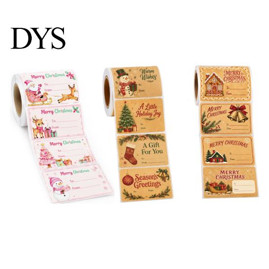 Holiday Present Labels 180PCS/Roll Christmas Label Stickers, Self-Adhesive Tags with to And from Scrapbooking Sticker Writing Field, Decorative