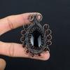Schwarzer Onyx-Edelstein, reiner Kupferdraht, umwickelt, handgefertigter Anhänger-Schmuck