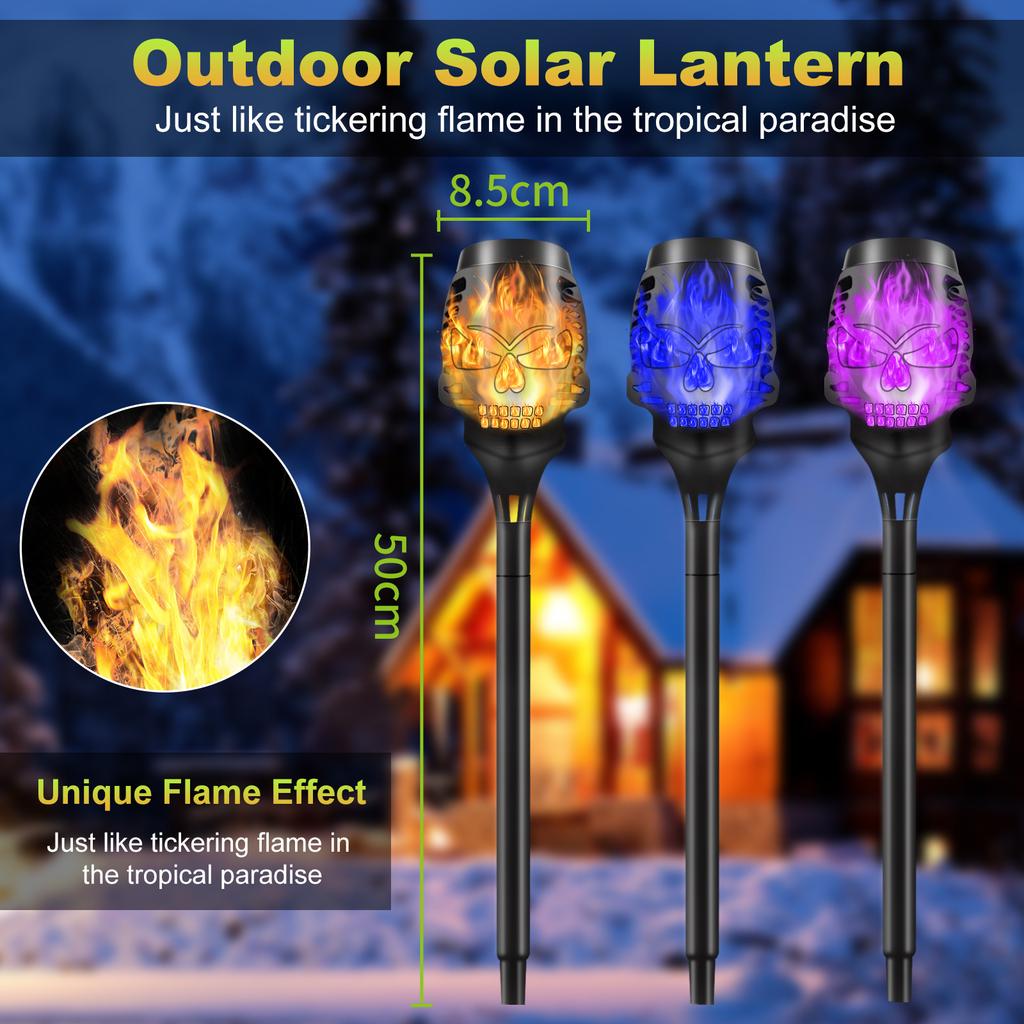 13/12LED Solar Torch Light Skull Light Waterproof Outdoor Lawn Trail Courtyard Plug in Light Halloween and Easter Decoration