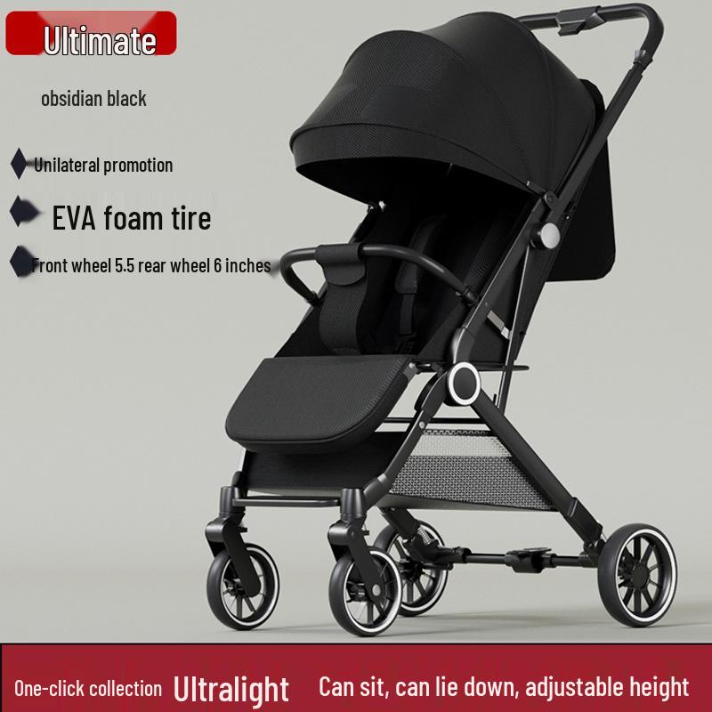 Two-way, Three-position Stroller: Sit or Lie, One-click Fold, Ultra-light, Portable Four-wheel Outdoor Baby Carriage.