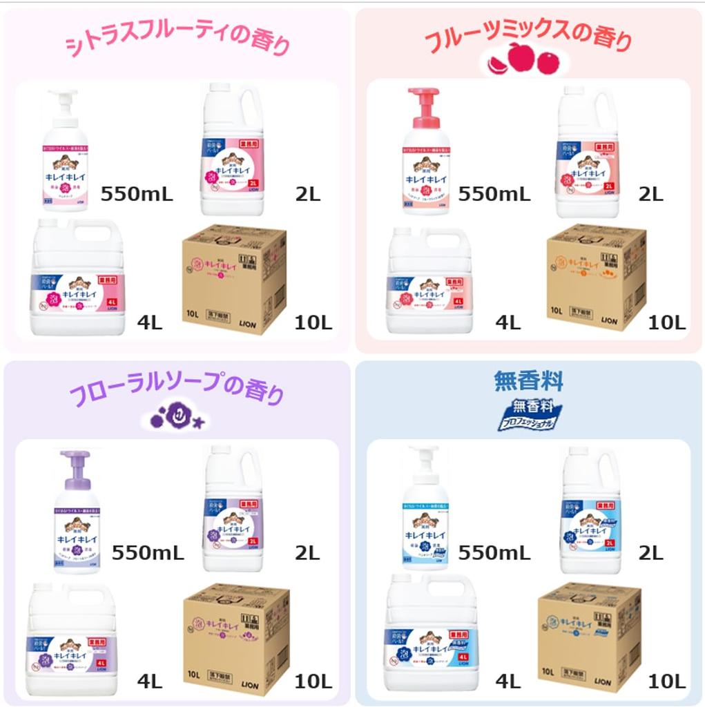 Capacity for Commercial KireiKirei Medicated Foaming Hand Soap 4L Fruit Mix Scent Refill [Large Use] (Quasi-drug)
