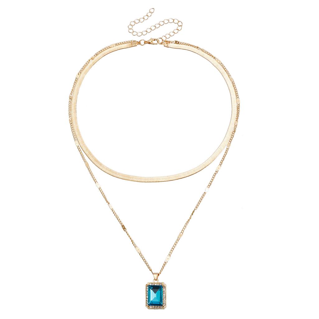 Jewelry Snake Bone Double-Layer Imitation Gemstone Pendant Collarbone Chain Retro Design Cold Wind Necklace