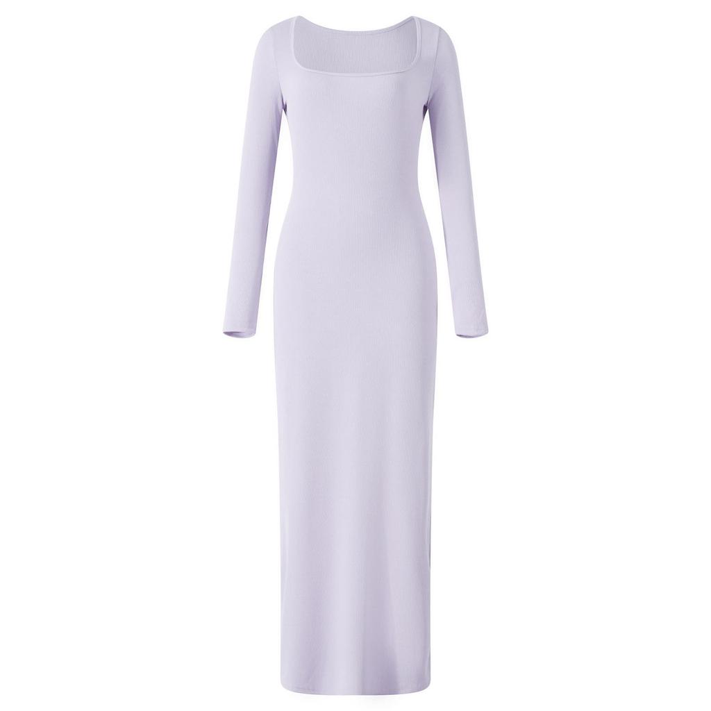 Elegantní šaty slim fit se čtvercovým výstřihem pro podzim a zimu