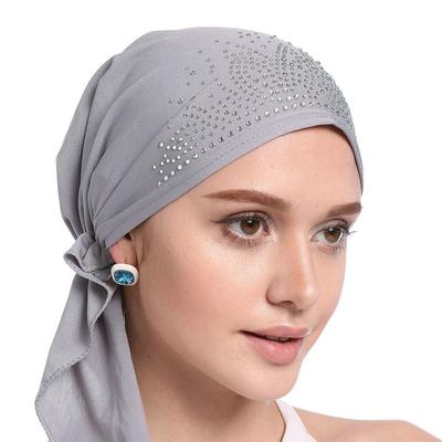 Modische Muslimische Kopftuchmütze Dünn Sommer Damen Innerer Hijab Haube Einfarbig Diamant Turbanmützen Indien Kopftuchmützen Für Damen