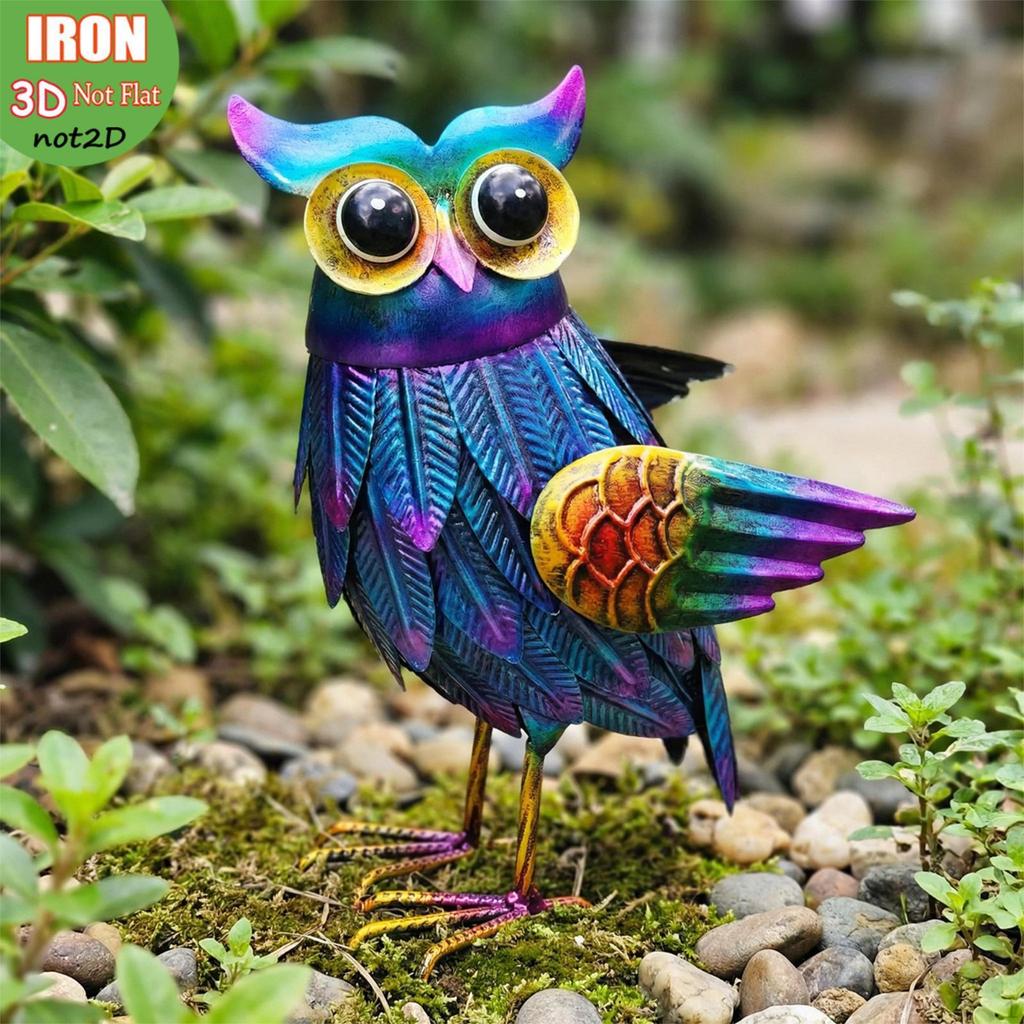Animal Figure, Owl Statue, Easy to Use, DIY Metal Sculpture, Decoration, Sturdy Landscape Ornament,