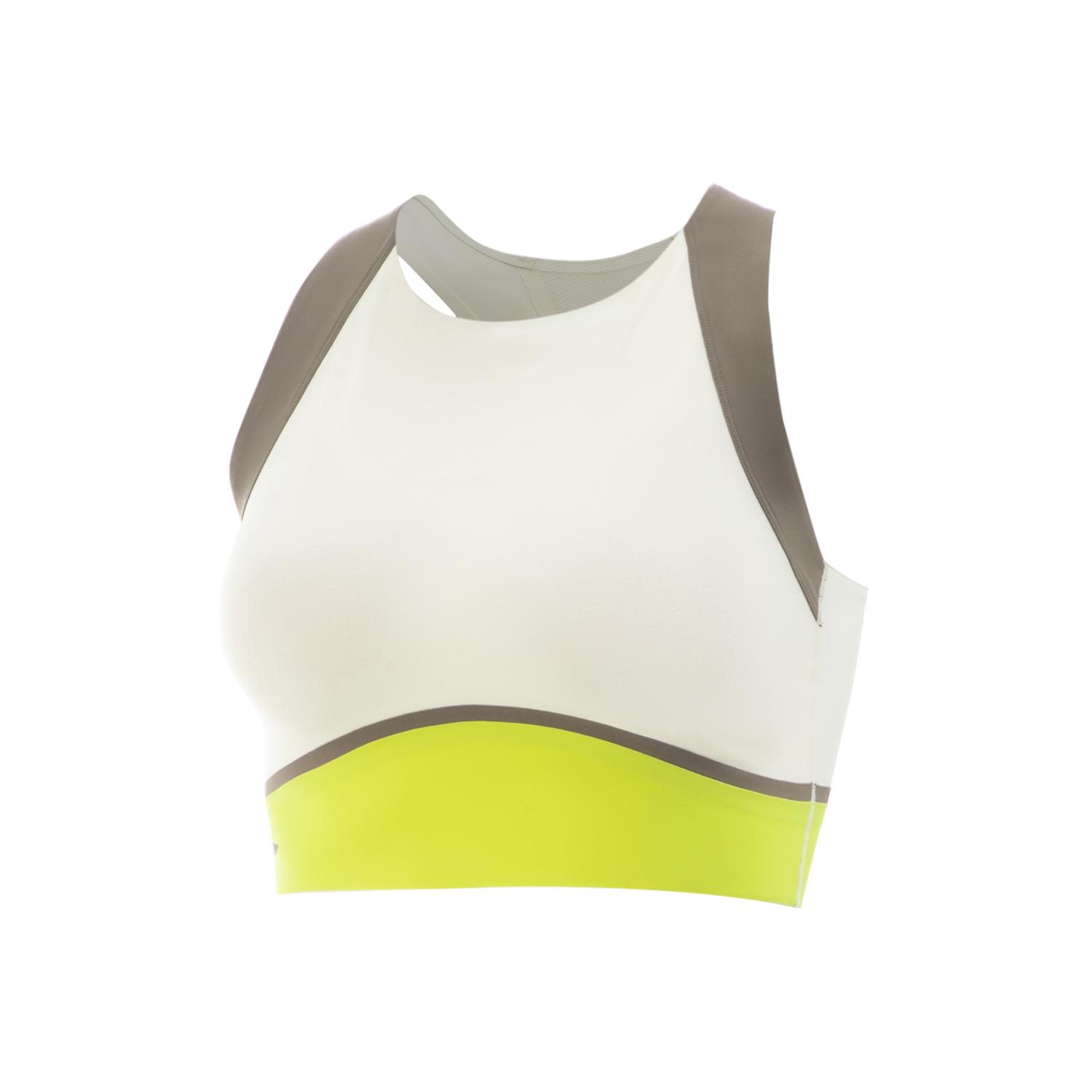 Li-Ning AUBV038-1 Women s Moderate Support Sports Bra Pearl White/Brown/Green S