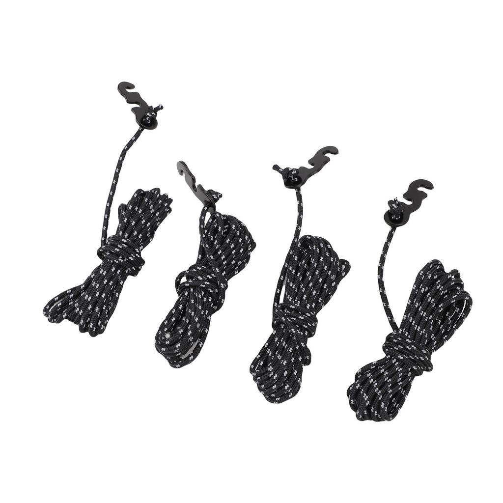 4Pcs Outdoor Camping Rope 9.8ft Nylon Wind Proof Reflective Strip Adjustable Length Tent Cord Tie
