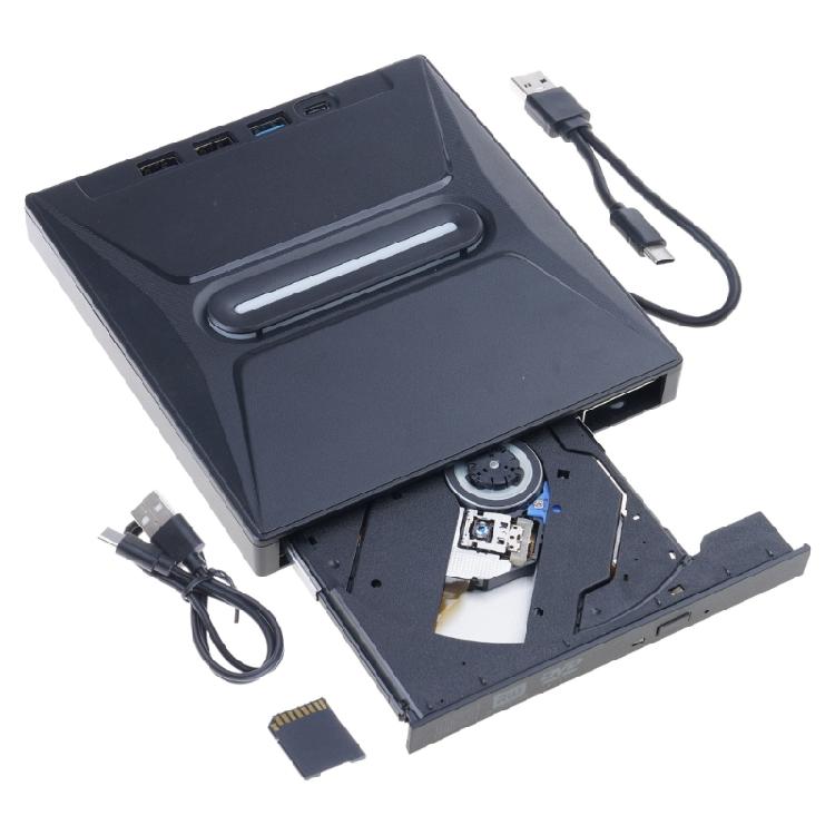 

Thin 7 Port External USB3.0 Type C Disc Player Fast Speed Burning Compatibles Laptops Desktops and More 1