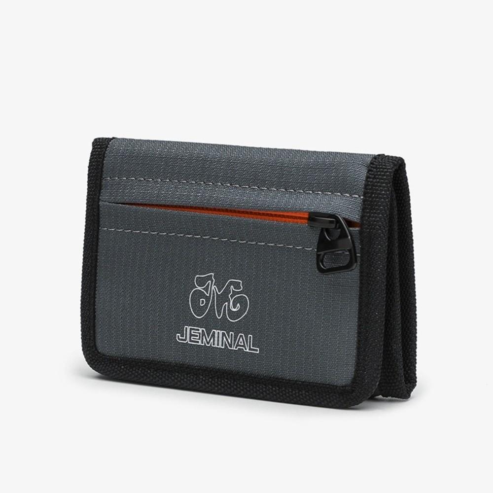 

Casual Zipper Trifold Wallet Canvas Slim Travel Coin Purse Wear-resistant Ultralight Students ID Card Holder for Men Women темно-сірий колір