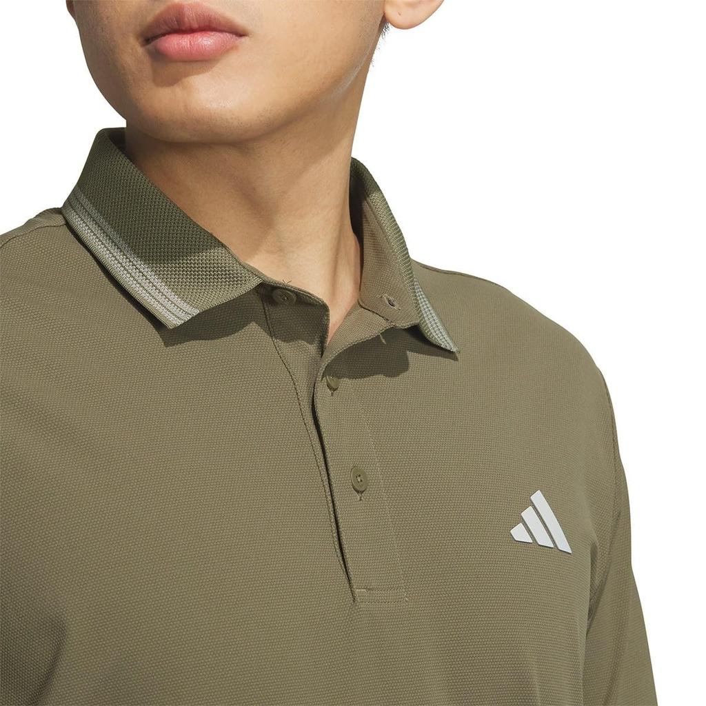 Adidas Golf Olive Strata Short Sleeve Polo Shirt with Logo and UV Protection Men's One-Point