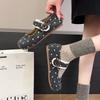Polka dot Mary Jane women's shoes autumn and winter new one-word strap flat-soled single shoes retro soft-soled shallow-mouth single shoes