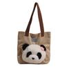 New Cute Panda Doll Bag Shoulder Bag Canvas Bag Large Capacity Tote Bag Underarm Bag Plush Bag