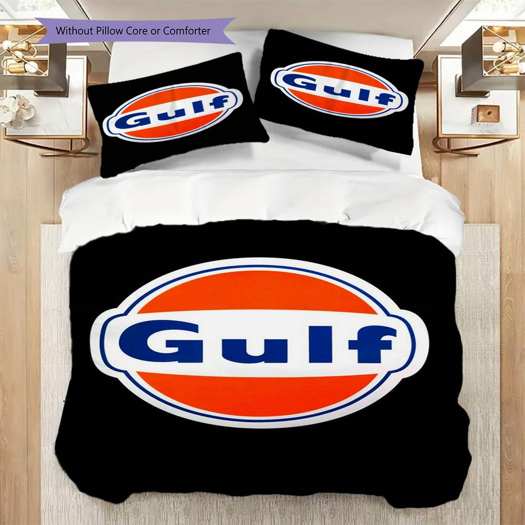 Gulf Brand Logo Three-piece set (1 * duvet cover + 2 * pillowcase, without core) 2D Flat Soft and comfortable Duvet cover and pillowcase Bedding set