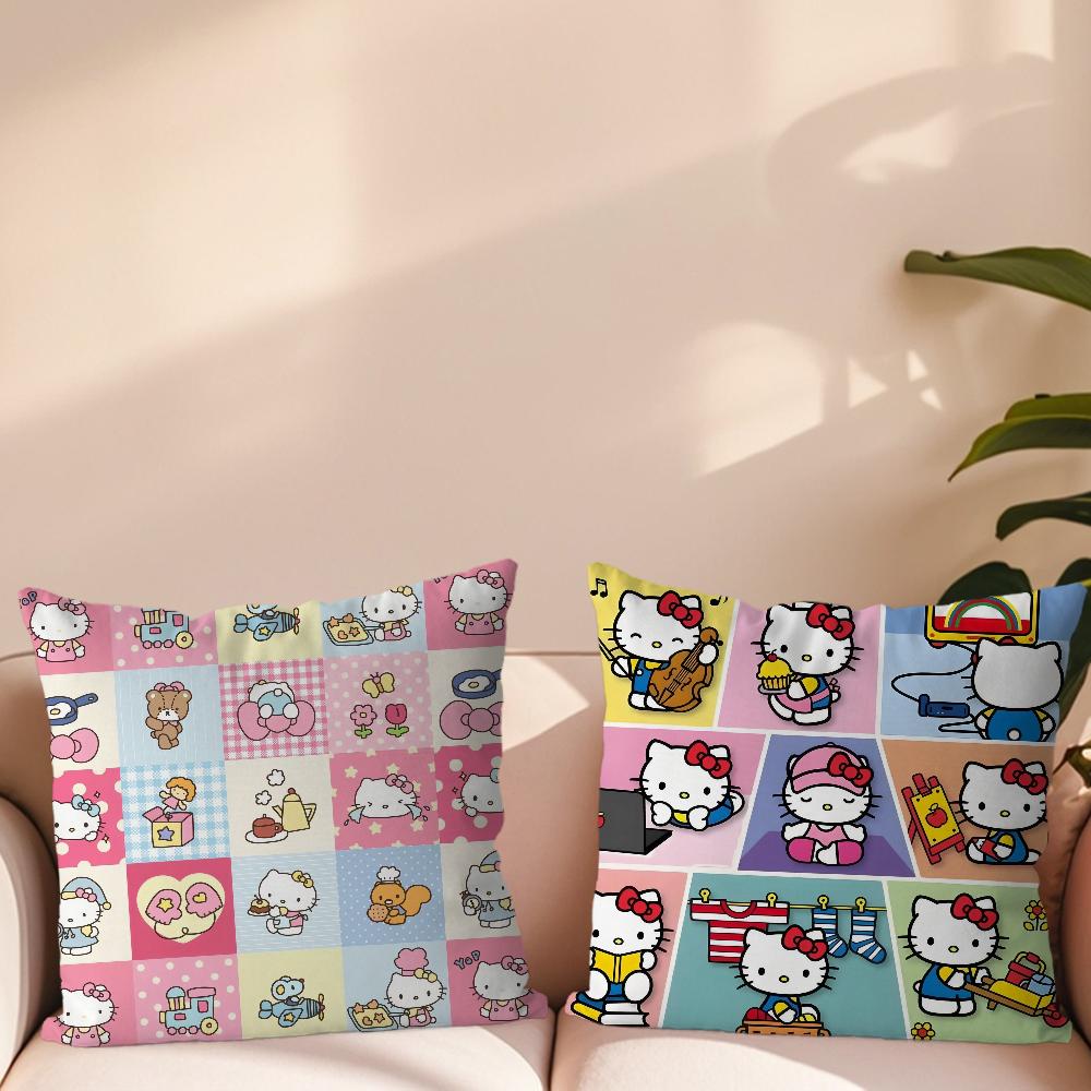 H-Hello K-Kittys Cute Pillow Case Sofa Living Room Bedroom Headboard Backrest Cushion Square Cushion Nap Time