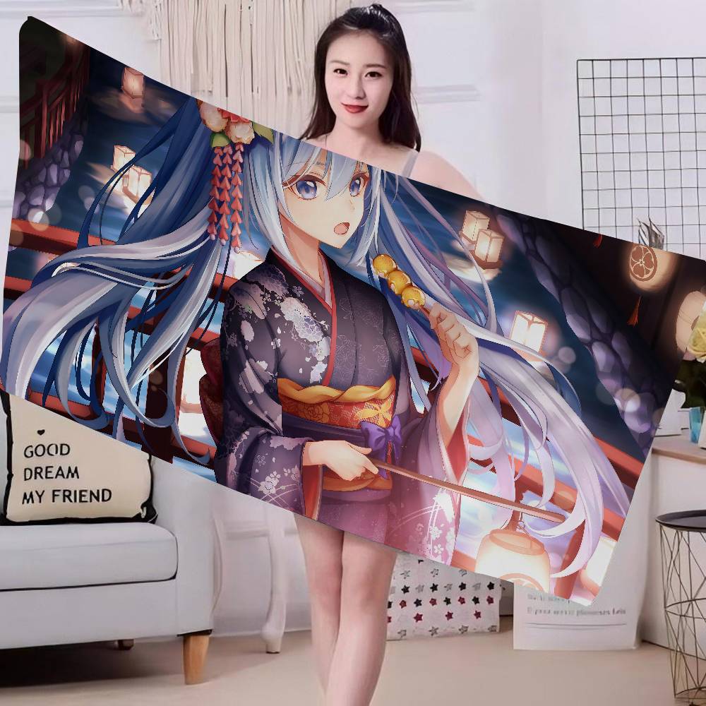 Virtual Singer M-Miku Cute Big Microfiber Beach Towels Quick Dry Towel Sand Beach Towels Pool Towel for Travel Swim Pool Yoga