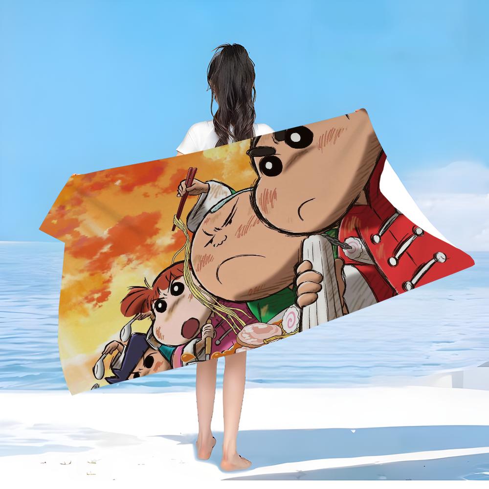 Bandai Crayon Shin-chan Microfiber Printed Beach Towel Mountain Climbing Yoga Beach Swimming Running Absorbent Soft Towel