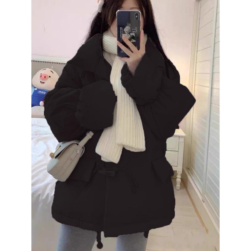 Women's 2024 Korean Style Loose Toggle Button Cotton-Padded Down Jacket for Autumn/Winter