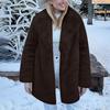 Women's Fashionable Warm Long Sleeve  Solid Color Furry Collar Coat