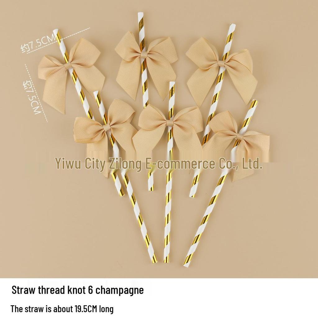 Disposable Paper Straw Bow for Children's Birthday Cupcake Decoration