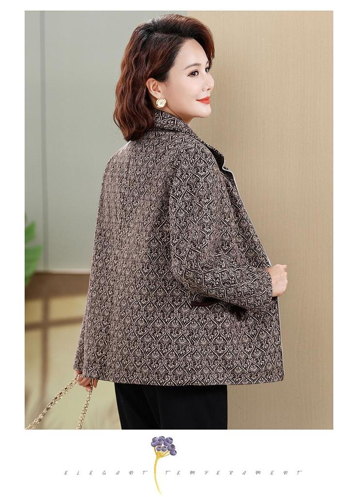 2026 New Spring Lapel Jacket for Middle-Aged & Elderly Women - Stylish Casual Top for Spring/Autumn