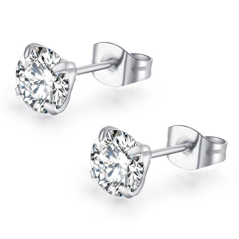3-7mm 4 Claws Zirconia Crystal Earrings for Women Stainless Steel Gold Copper color Stud Earrings Zircon Women Accessories
