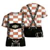 Men's Retro Texture Print Short Sleeve T Shirt Vintage Style Loose Fit Summer Casual Top for Daily Wear Oktoberfest Costume