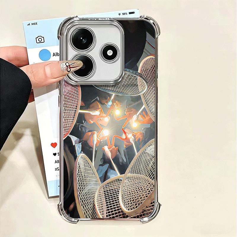 Badminton Sport Plating Phone Case For Xiaomi Poco X5 X6 X7 X8 Pro Max F8 Ultra F7 M8 M7 M5S Redmi 15C 15 14C 13C 13 X3 12C F6