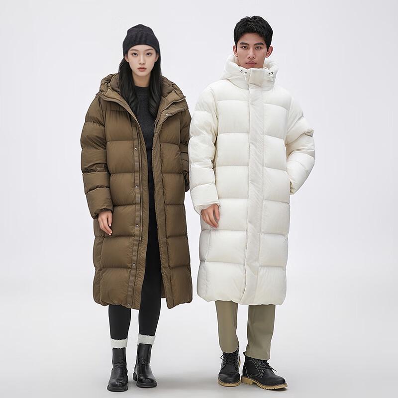 Toluoman Unisex Lightweight White Duck Down Long Parka