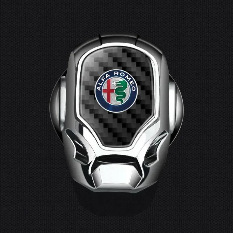 Car ONE-CLICK Start Button Protective Cover Emblem Stickers For Alfa Romeo GT 147 159 156 166 Giulietta Tonale Volante 8C