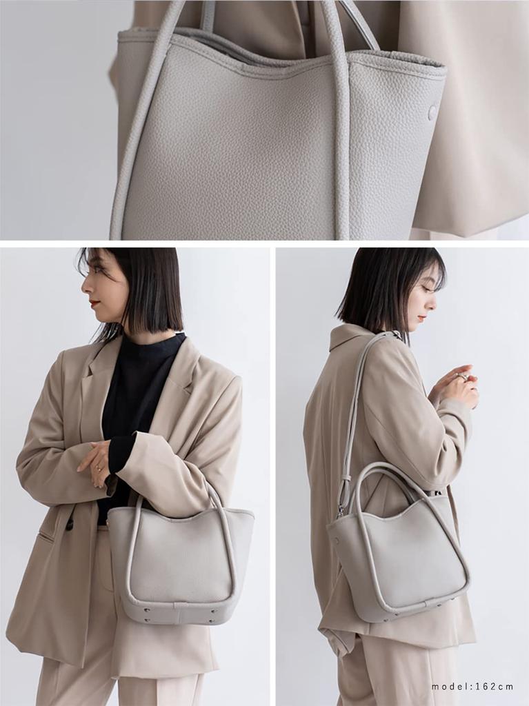 VITAFELICE Piping 2-Way Mini Tote Bag for Women, inb-10044p (Light Gray)