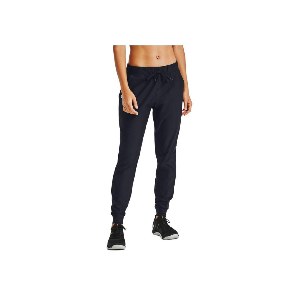Under Armour Solid Color Logo Print Drawstring Joggers Women Bottoms Black 1328870-002