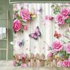 Butterfly And Floral Printed Shower Curtain Family Home Decoration Polyester Bathtub Curtain Bathroom Partition Room Curtain