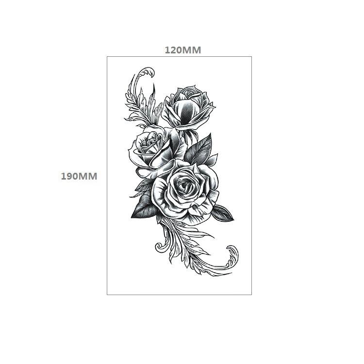 Waterproof Tattoo Sticker Girl Colored Rose Lotus Bohemian Brahma Totem Chest Back Cover Tattoo