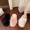 Korean sweet mesh flower flat heel slippers women's autumn wear Internet celebrity one-character soft bottom non-slip cotton slippers women