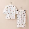 Children's Summer Cotton Pajama Set - Cartoon Print, Tagless, 3/4 Sleeves, for Air-conditioned Rooms