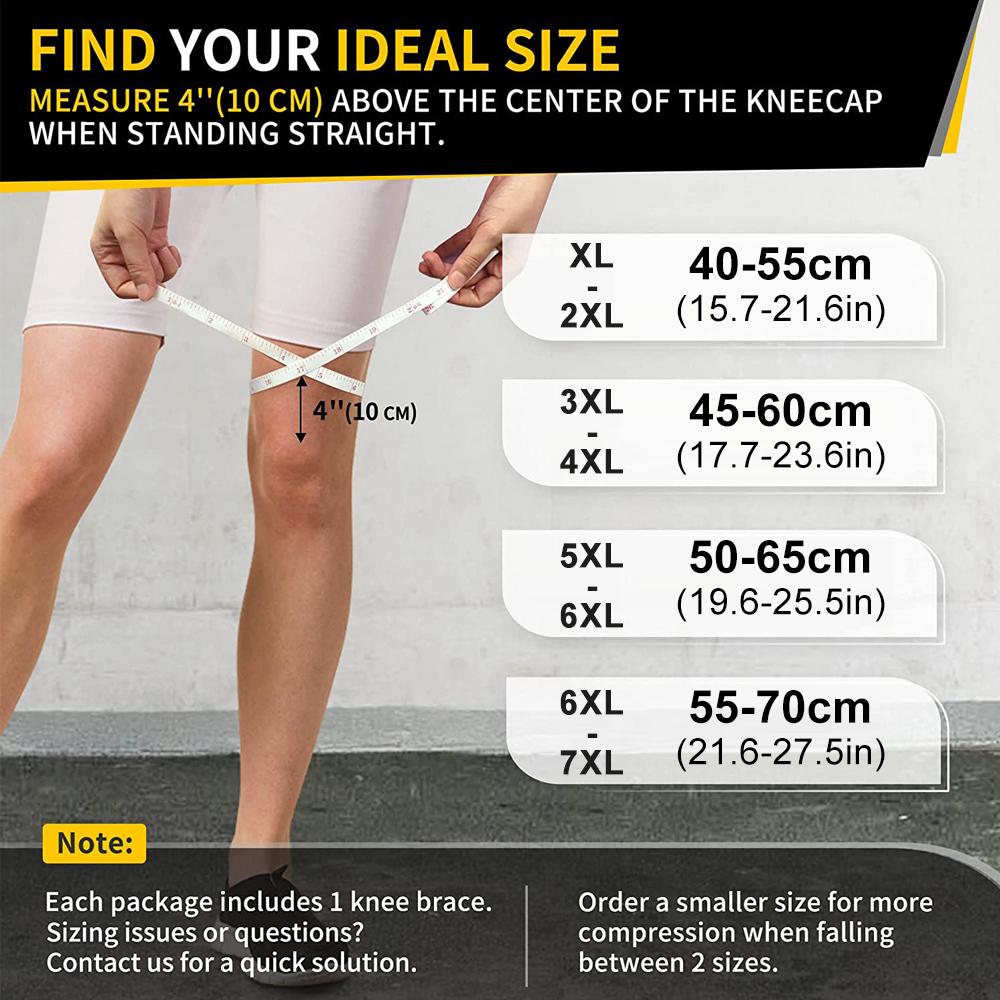 1Pcs Plus Size Knee Brace For Men & Women - Open-Back Knee Support With Side Stabilizers & Patella Support For Meniscus Tear, Ar